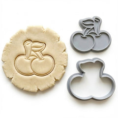 Sweet Double Cherry Cookie Cutter & Stamp Set | Food-Grade PLA