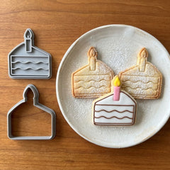 Celebration Cake Slice Cookie Cutter & Stamp Set | Food-Grade PLA
