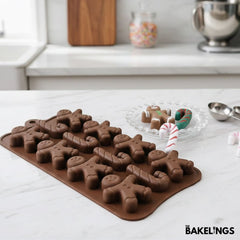 12-Cavity Gingerbread Man Shape Silicone Chocolate Mold