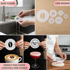 Walking Cat | Coffee, Cocktail & Cookie Stencil - Washable DIY Beverage Art Tool
