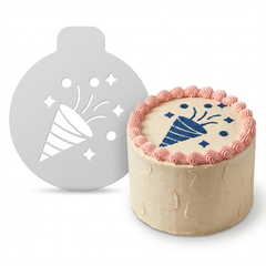 Festive Party Popper | Round Cake Top Stencil – Reusable Cake Decorating Stencil