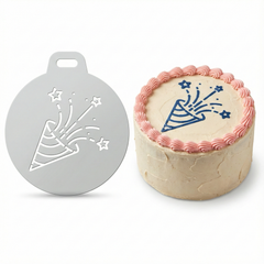 Stars & Party Popper | Round Cake Top Stencil – Reusable Cake Decorating Stencil