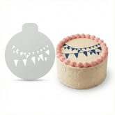 Bunting Party Flags | Round Cake Top Stencil – Reusable Cake Decorating Stencil