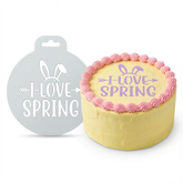 I Love Spring | Round Cake Top Stencil – Reusable Cake Decorating Stencil