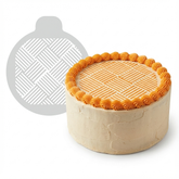 Modern Basketweave | Round Cake Top Stencil – Reusable Cake Decorating Stencil