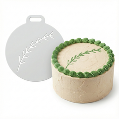 Curved Leafy Stem | Round Cake Top Stencil – Reusable Cake Decorating Stencil