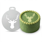 Stag Antlers Deer Head | Round Cake Top Stencil – Reusable Cake Decorating Stencil