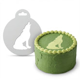 Howling Wolf Silhouette | Round Cake Top Stencil – Reusable Cake Decorating Stencil