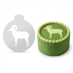 Bighorn Sheep Silhouette | Round Cake Top Stencil – Reusable Cake Decorating Stencil