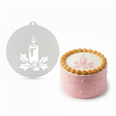 Christmas Candle | Round Cake Top Stencil – Reusable Cake Decorating Stencil