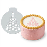 Christmas Tree with Ornaments | Round Cake Top Stencil – Reusable Cake Decorating Stencil