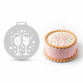 Cheers Champagne Glasses | Round Cake Top Stencil – Reusable Cake Decorating Stencil