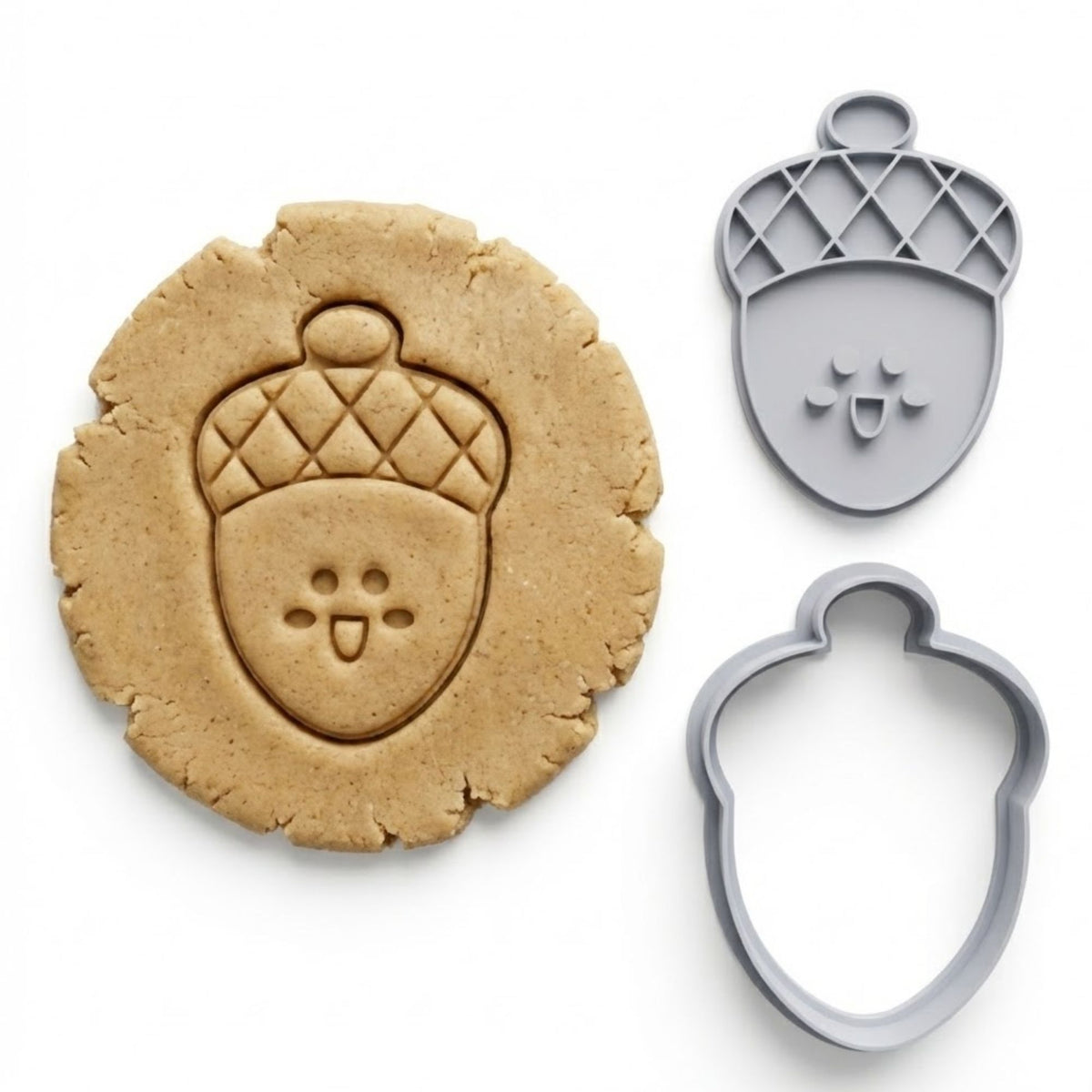 Kawaii Happy Acorn Cookie Cutter & Stamp Set | Food-Grade PLA