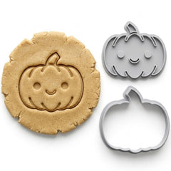 Kawaii Happy Pumpkin Cookie Cutter & Stamp Set | Food-Grade PLA