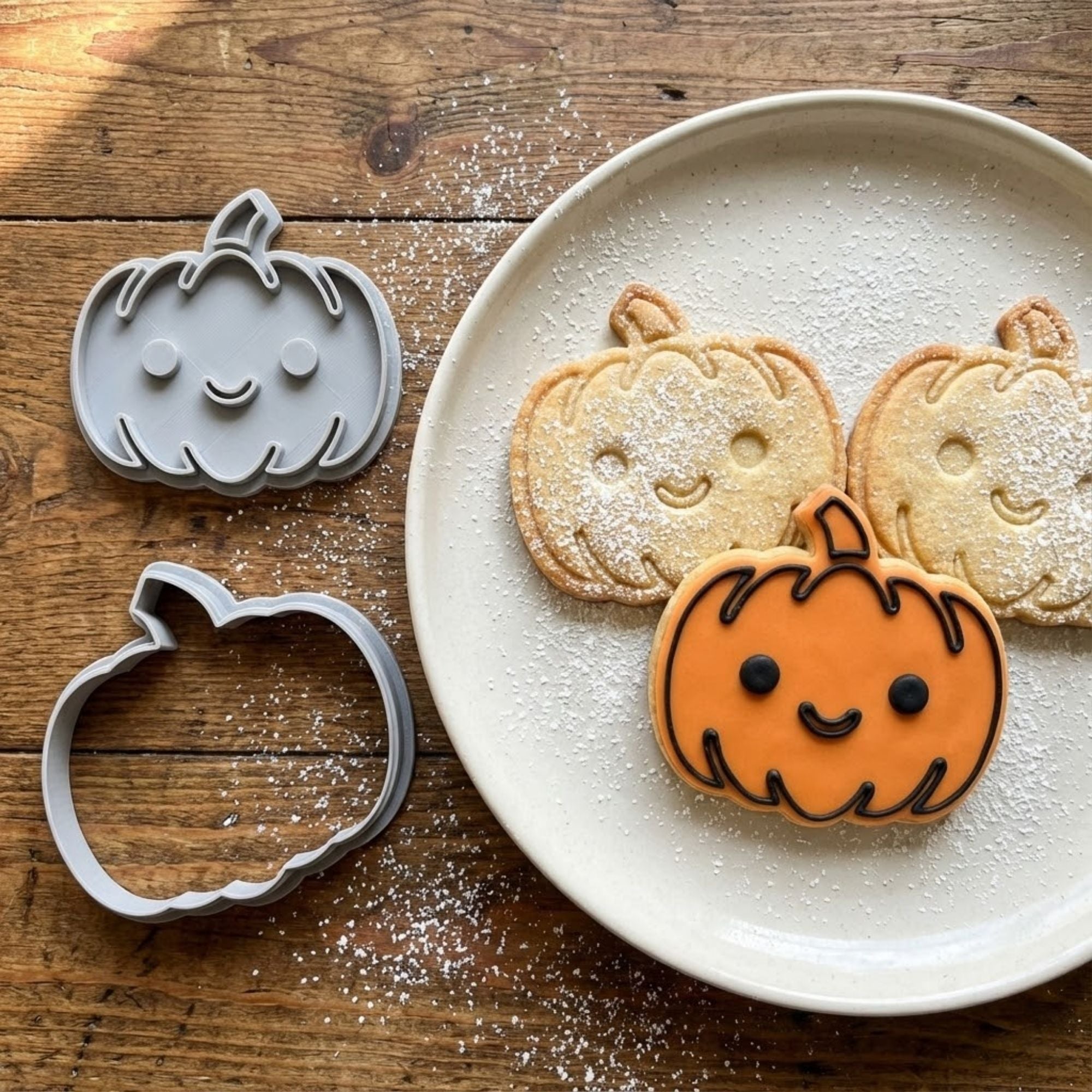Kawaii Happy Pumpkin Cookie Cutter & Stamp Set | Food-Grade PLA