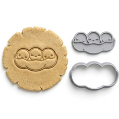 Kawaii Three Peas in a Pod Cookie Cutter & Stamp Set | Food-Grade PLA