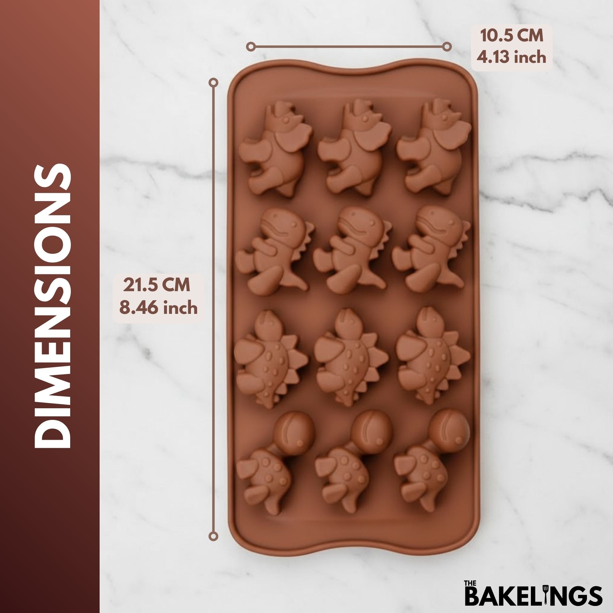 12-Cavity Dinosaurs Shape Silicone Chocolate Mold