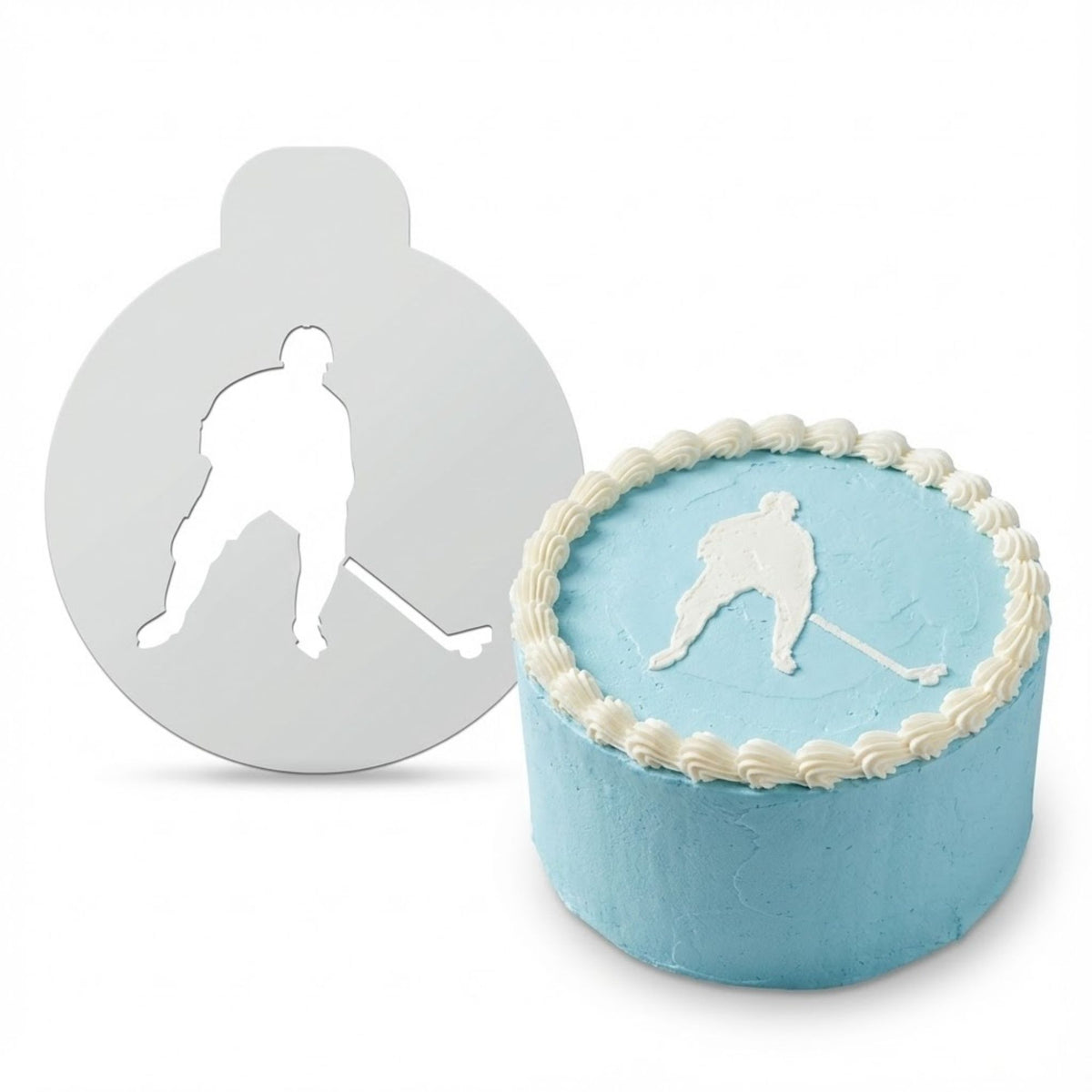 Ice Hockey Player | Round Cake Top Stencil – Reusable Cake Decorating Stencil