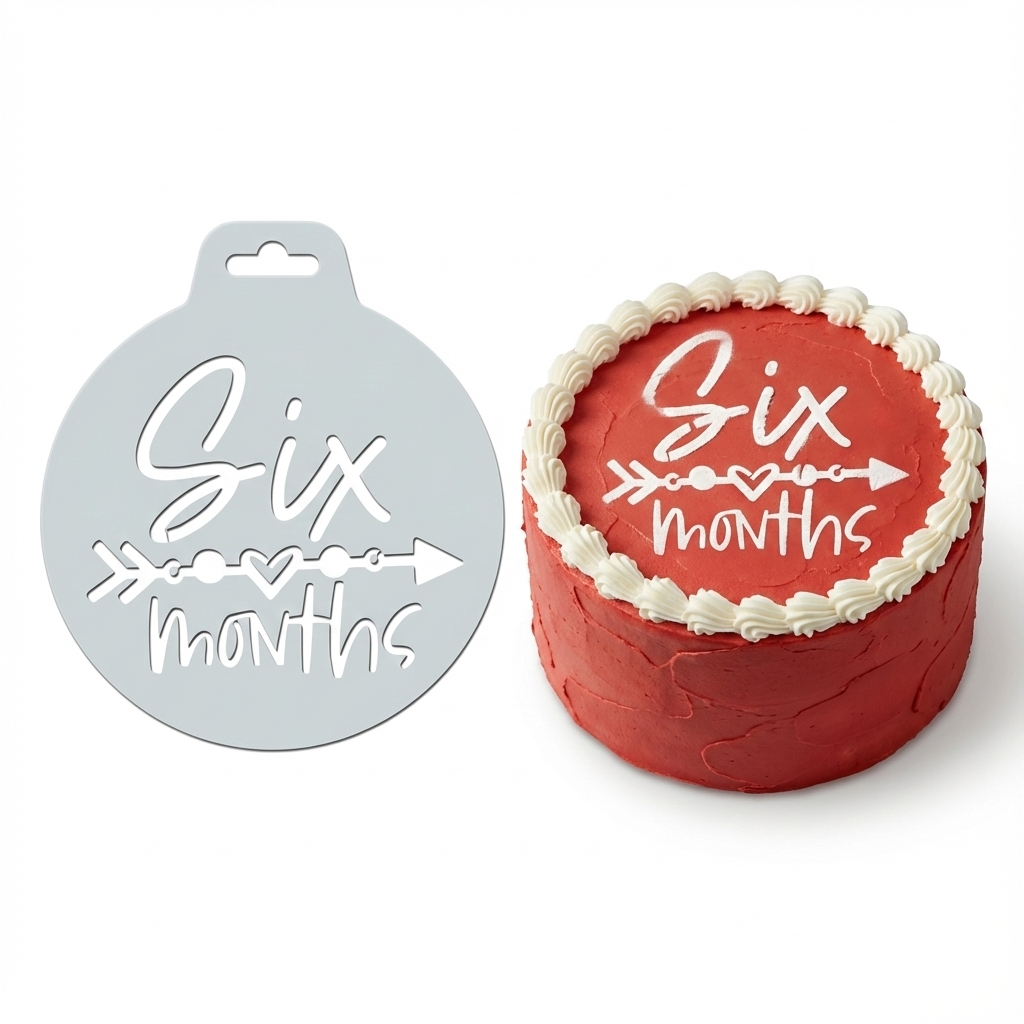 Six Months | Round Cake Top Stencil – Reusable Cake Decorating Stencil