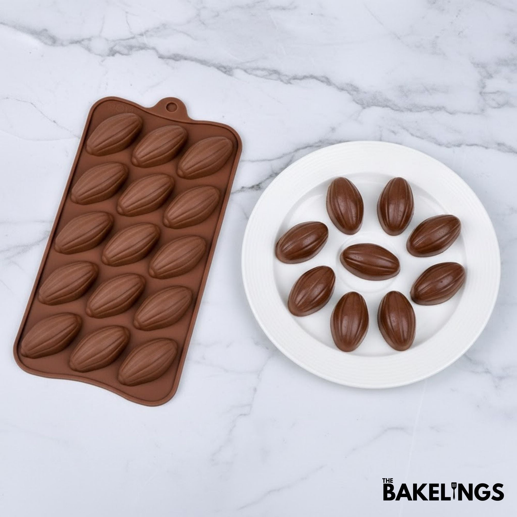 15-Cavity Cocoa Beans Shape Silicone Chocolate Mold