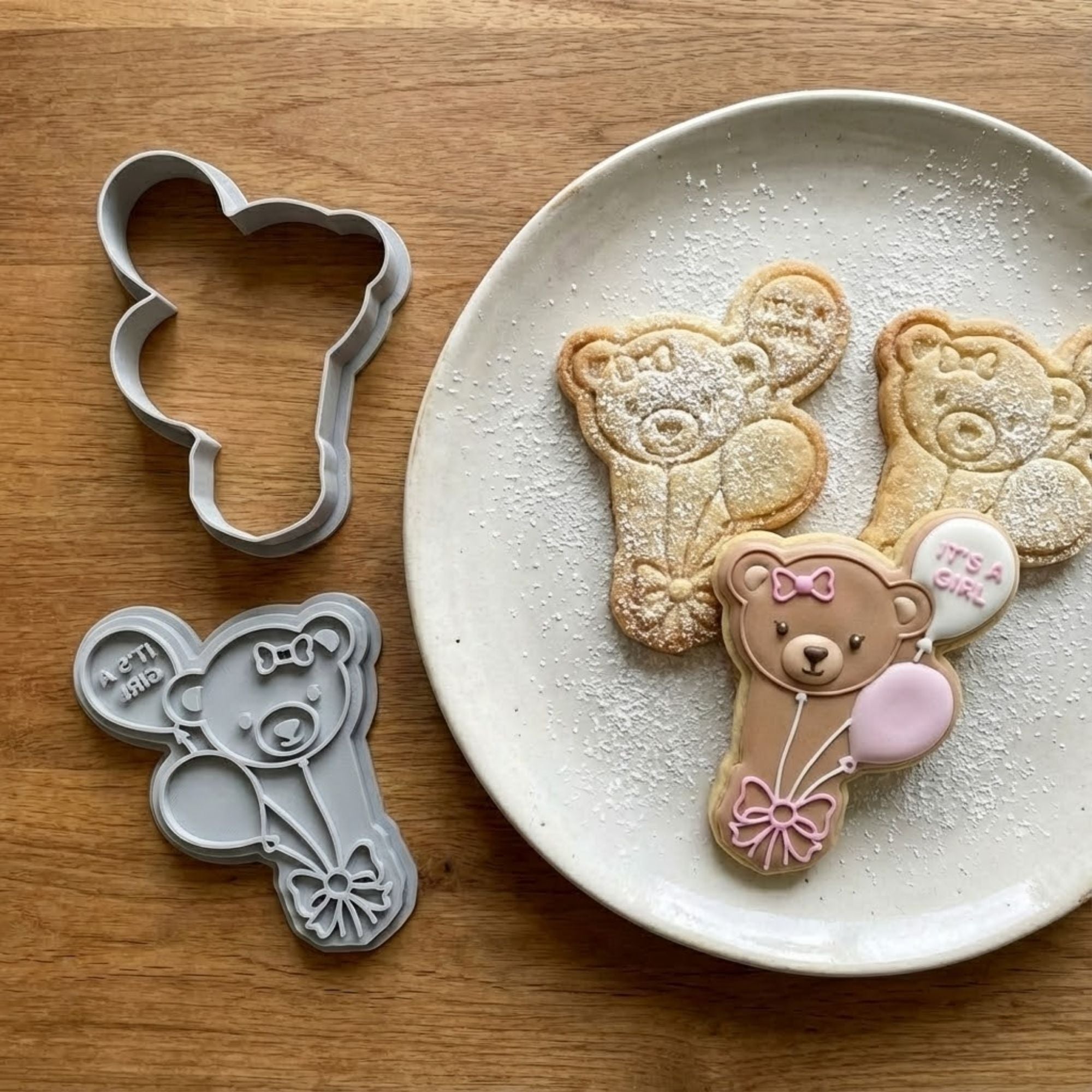 It’s A Girl Teddy Bear Cookie Cutter & Stamp Set | Food-Grade PLA