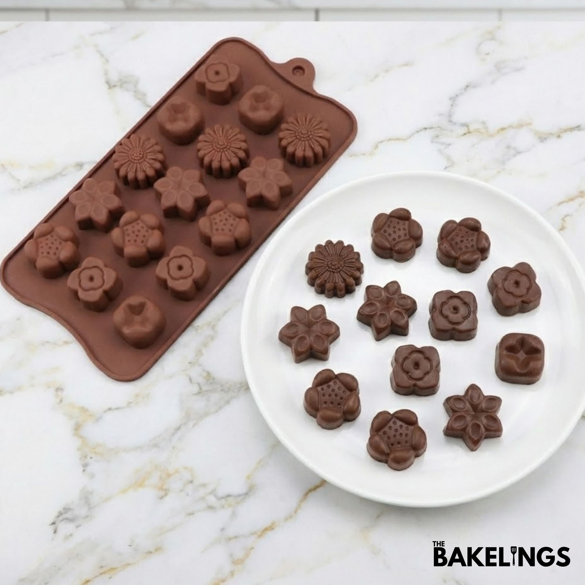 15-Cavity Mini Flowers Shape Silicone Chocolate Mold
