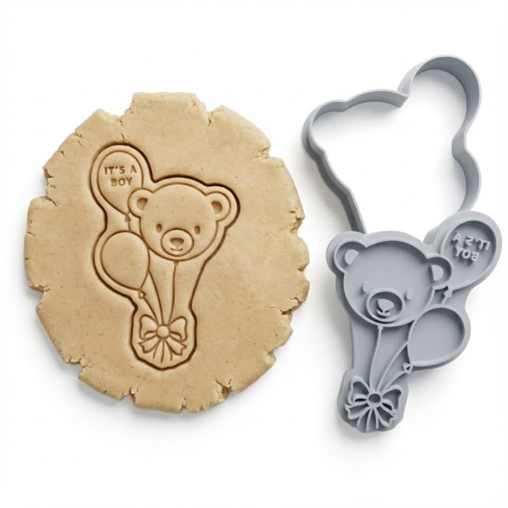 It’s A Boy Teddy Bear Cookie Cutter & Stamp Set | Food-Grade PLA