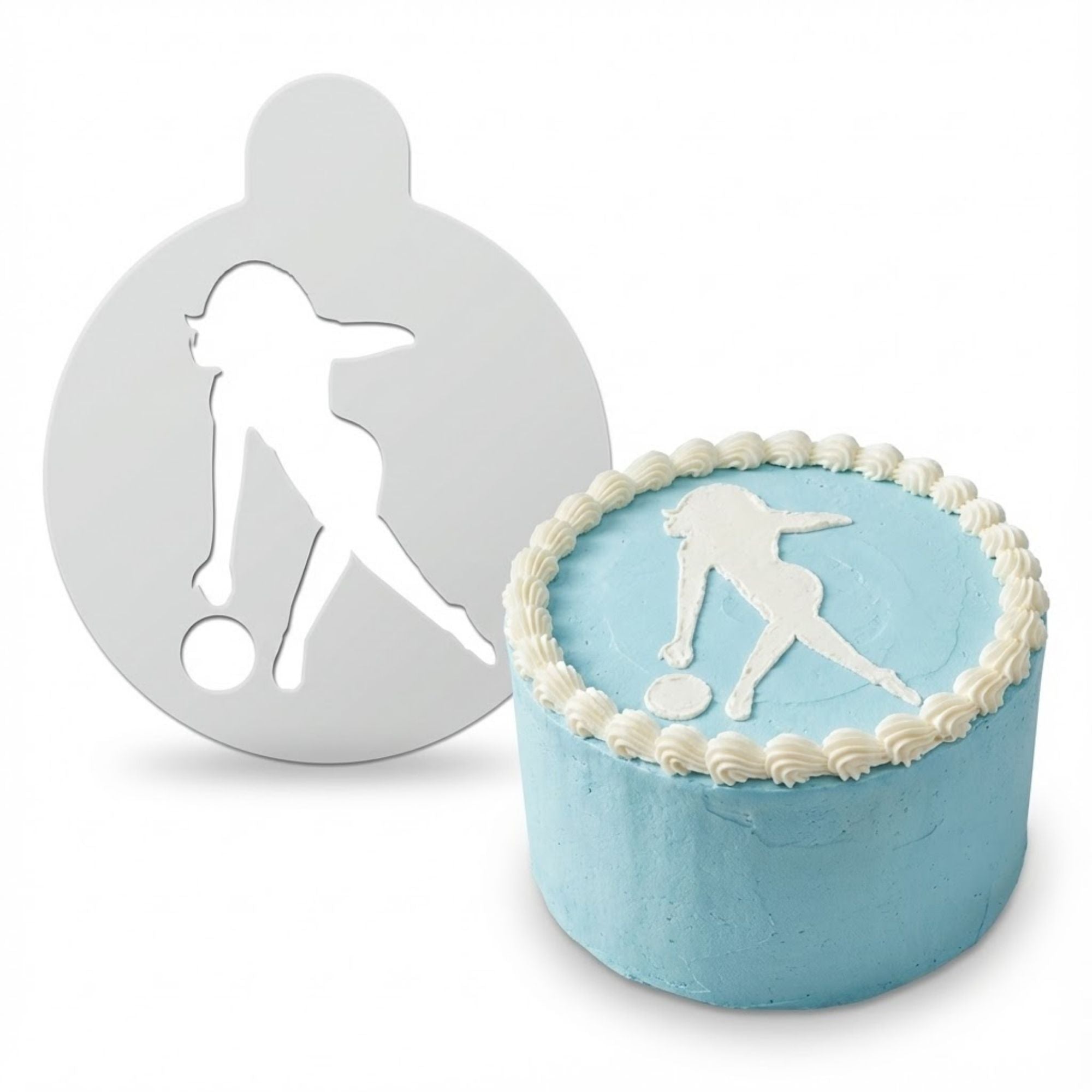 Bowling Player | Round Cake Top Stencil – Reusable Cake Decorating Stencil