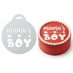 Mama's Boy Heart Arrow | Round Cake Top Stencil – Reusable Cake Decorating Stencil