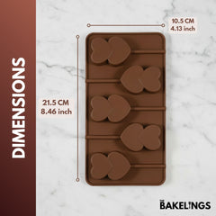 4-Cavity Stick Two Hearts Shape Silicone Chocolate Mold