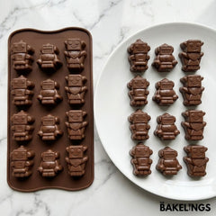 Silikon-Schokoladenform in Roboterform mit 12 Mulden