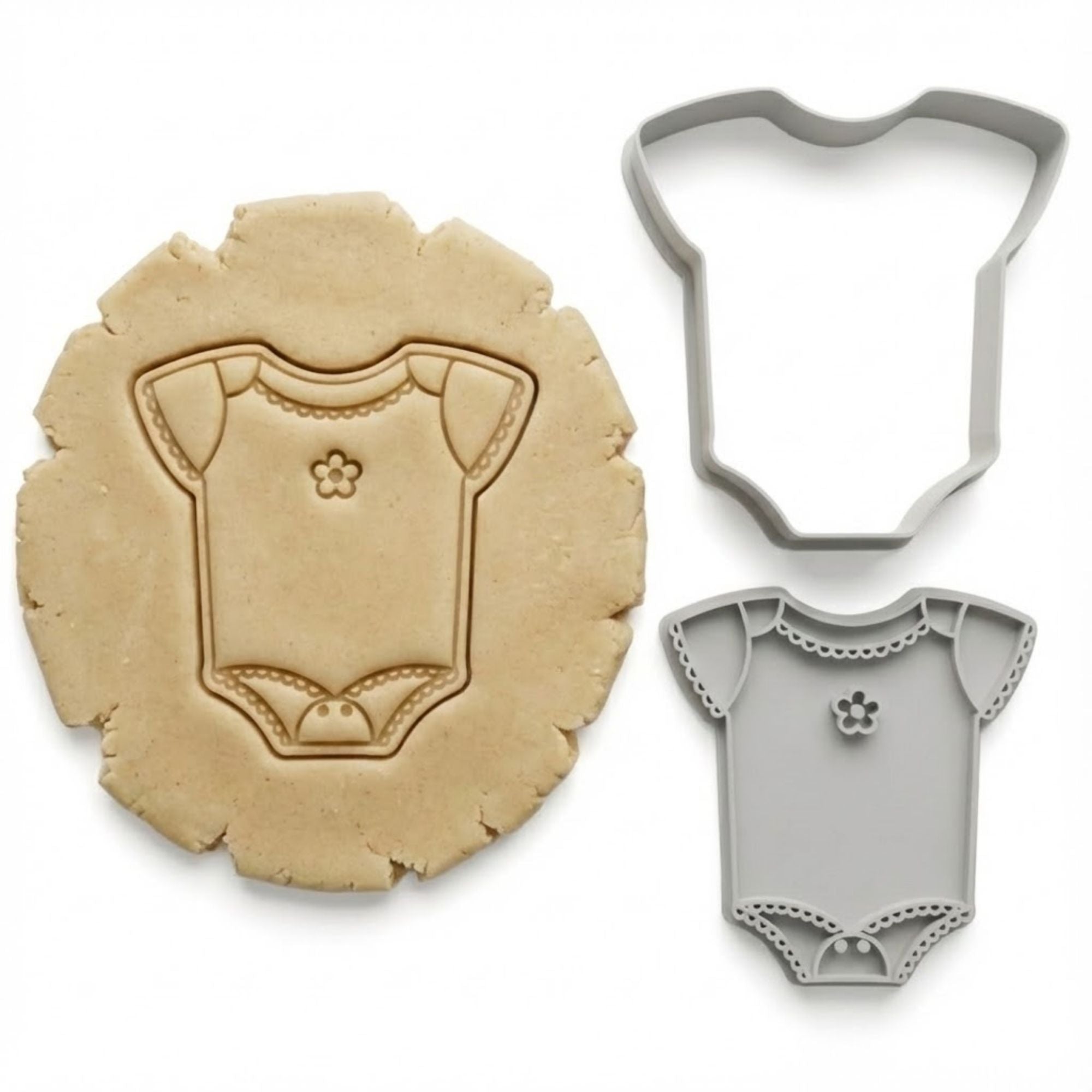 Floral Baby Onesie Cookie Cutter & Stamp Set | Food-Grade PLA