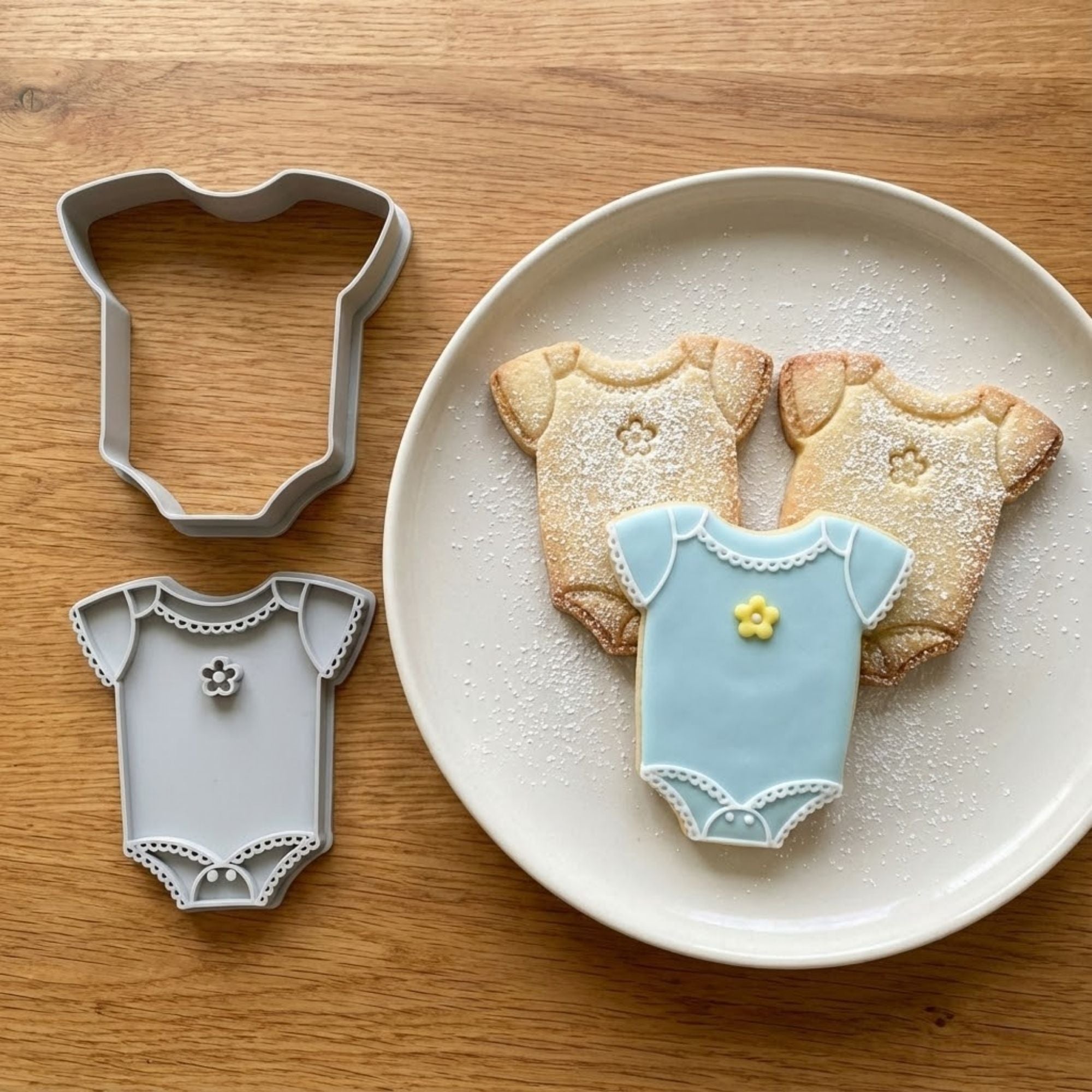 Floral Baby Onesie Cookie Cutter & Stamp Set | Food-Grade PLA