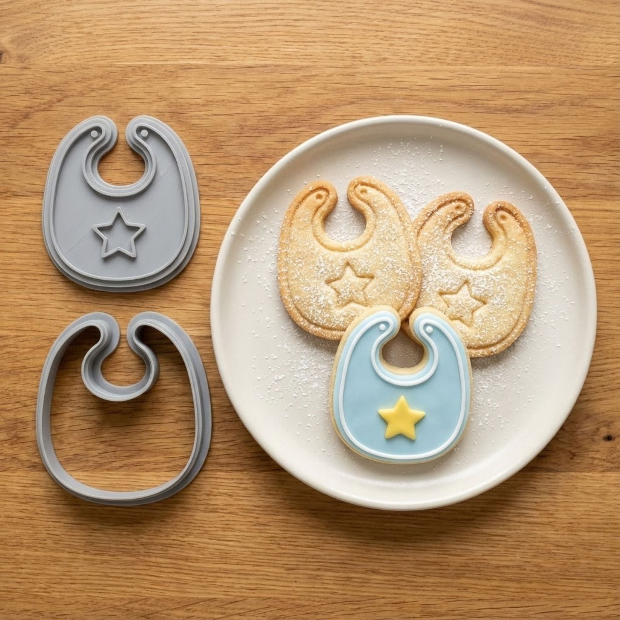 Star Baby Bib Cookie Cutter & Stamp Set | Food-Grade PLA