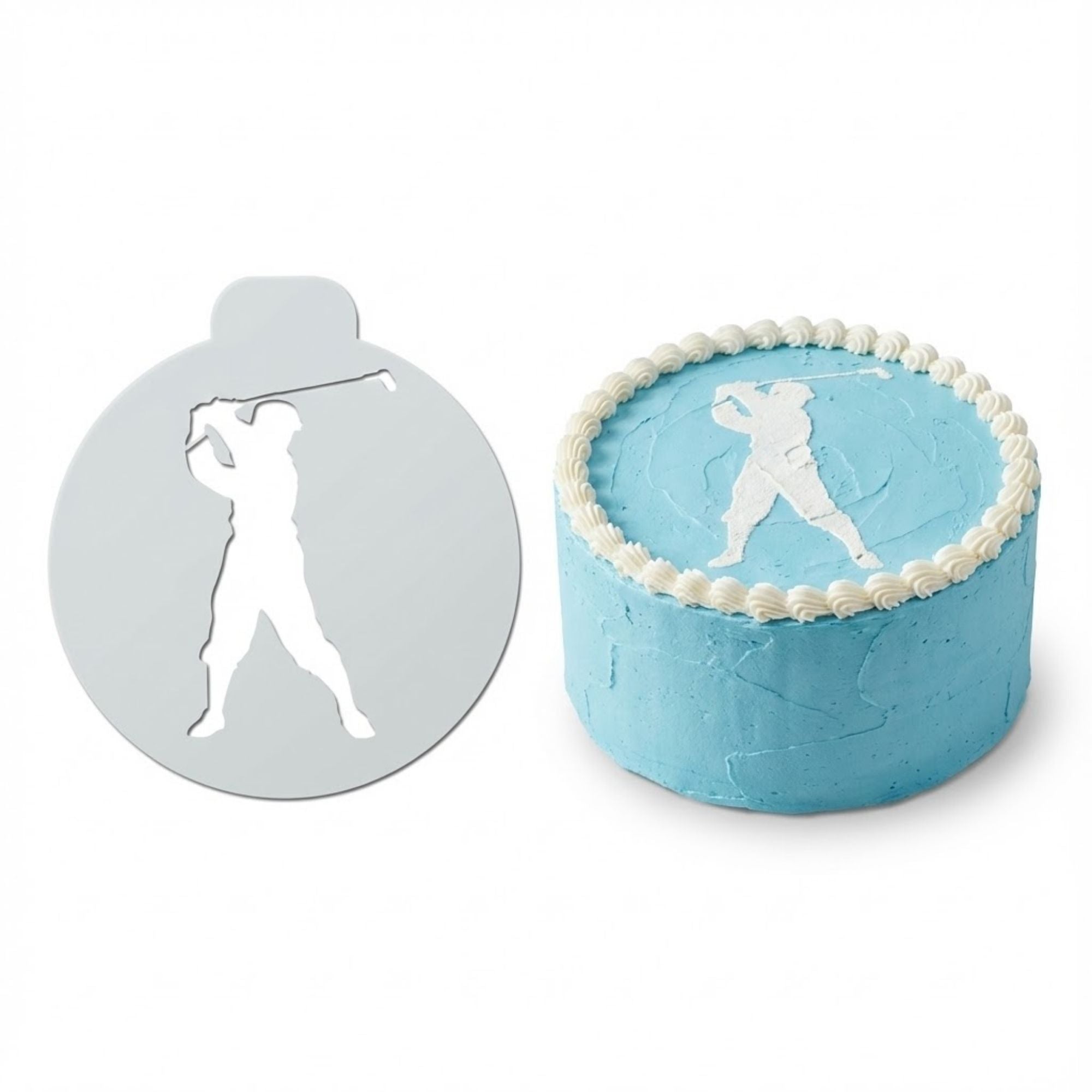 Golfer Swing | Round Cake Top Stencil – Reusable Cake Decorating Stencil
