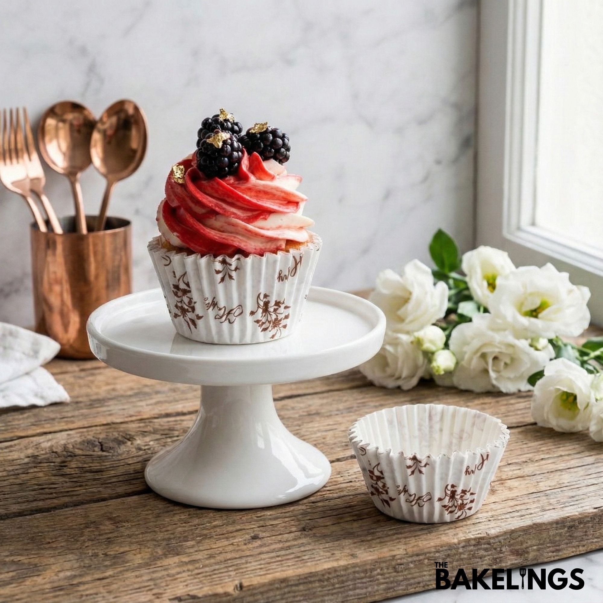 Cupcake Liners Espresso Blooms 32 Pcs