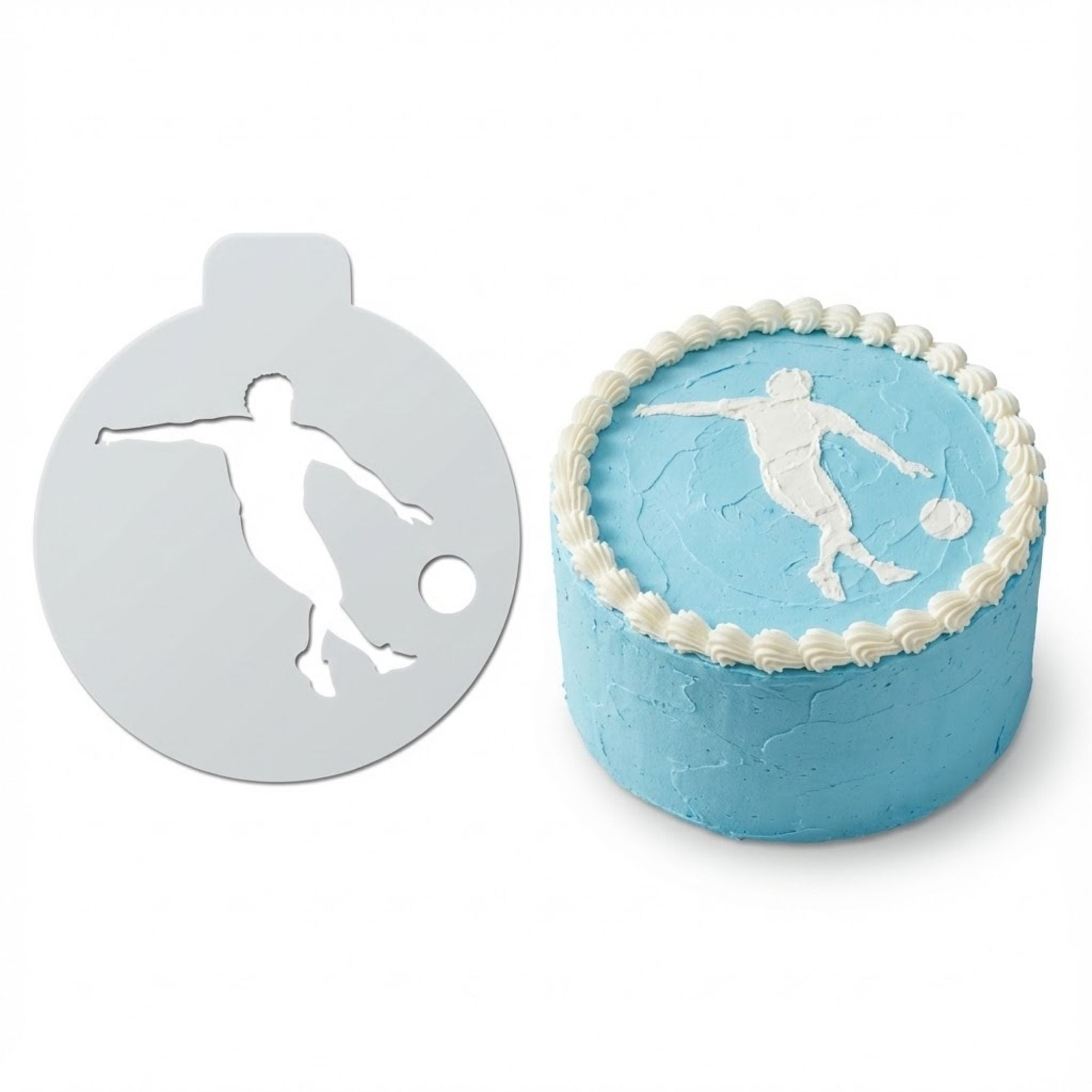 Soccer Player | Round Cake Top Stencil – Reusable Cake Decorating Stencil