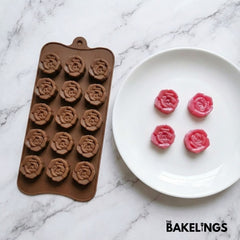 15-Cavity Open Rose Shape Silicone Chocolate Mold