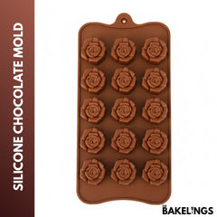 15-Cavity Open Rose Shape Silicone Chocolate Mold