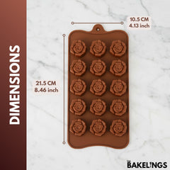 15-Cavity Open Rose Shape Silicone Chocolate Mold