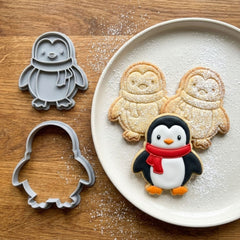 Winter Penguin Cookie Cutter & Stamp Set | Food-Grade PLA