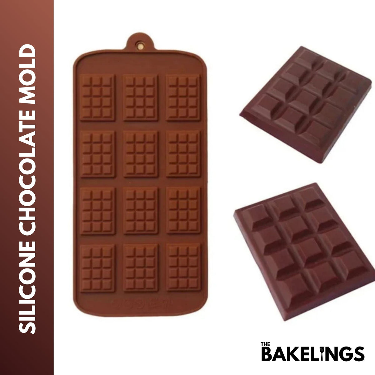 12-Cavity Mini Chocolate Bar Shape Silicone Chocolate Mold