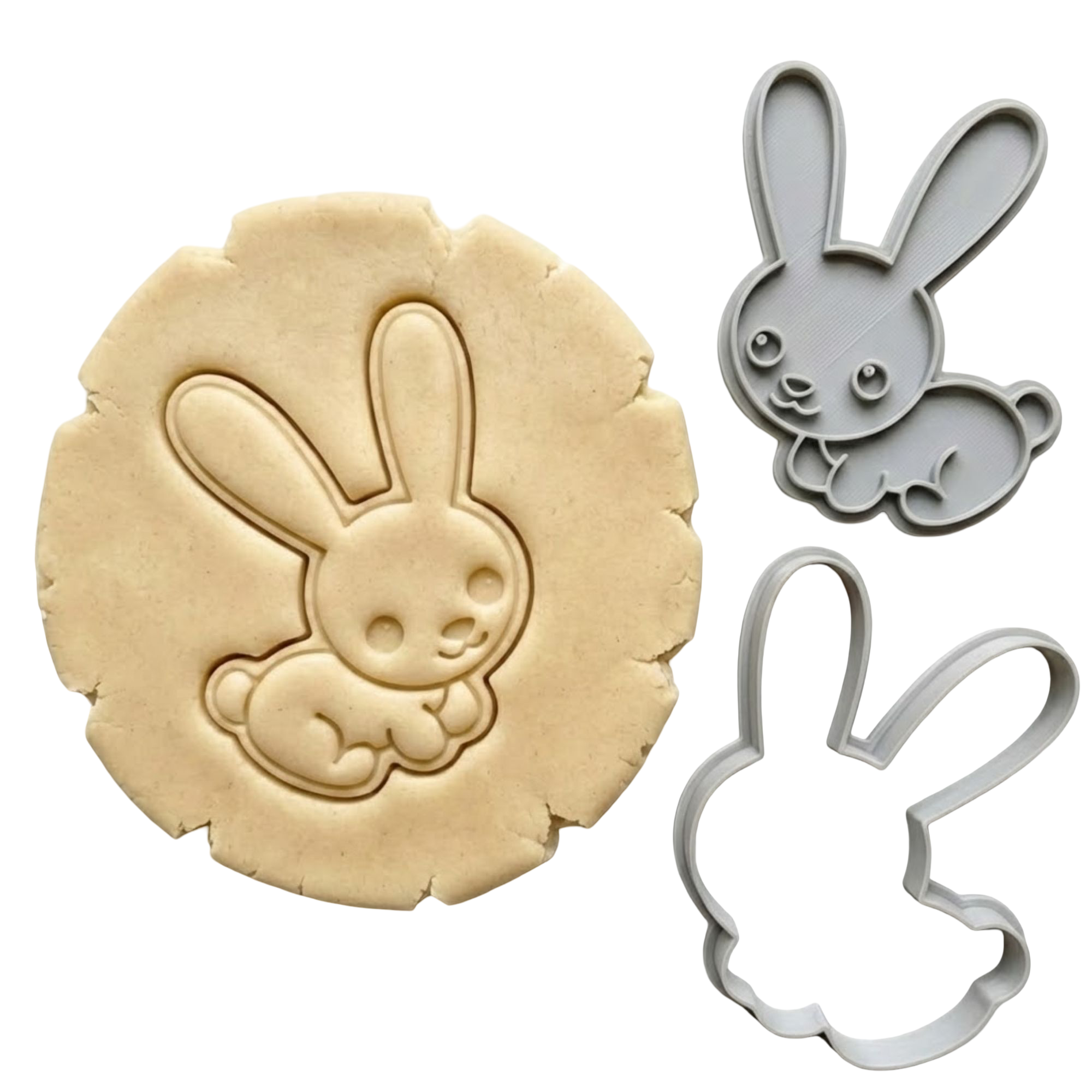 Cute Bunny Cookie Cutter & Stamp Set | Food-Grade PLA