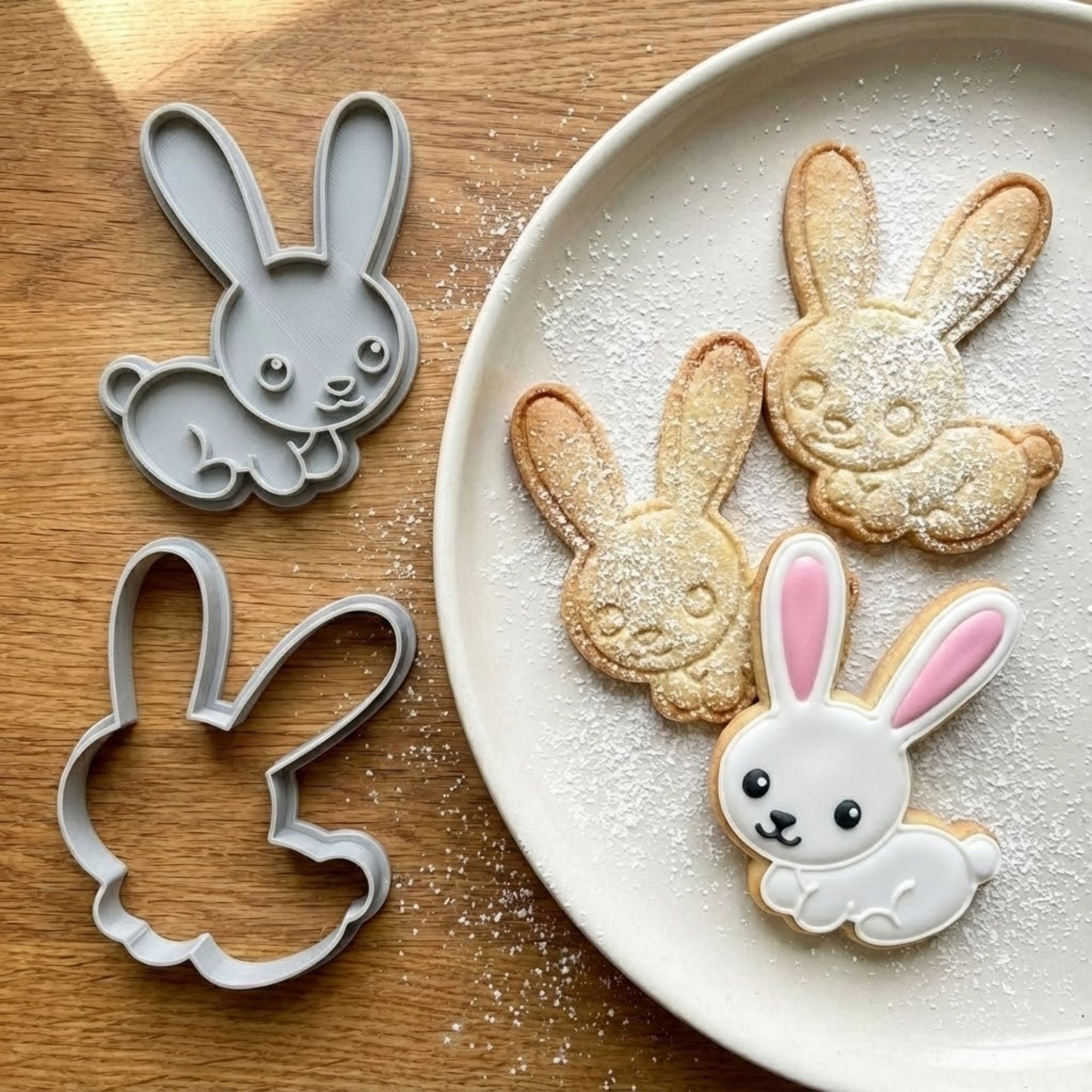 Cute Bunny Cookie Cutter & Stamp Set | Food-Grade PLA