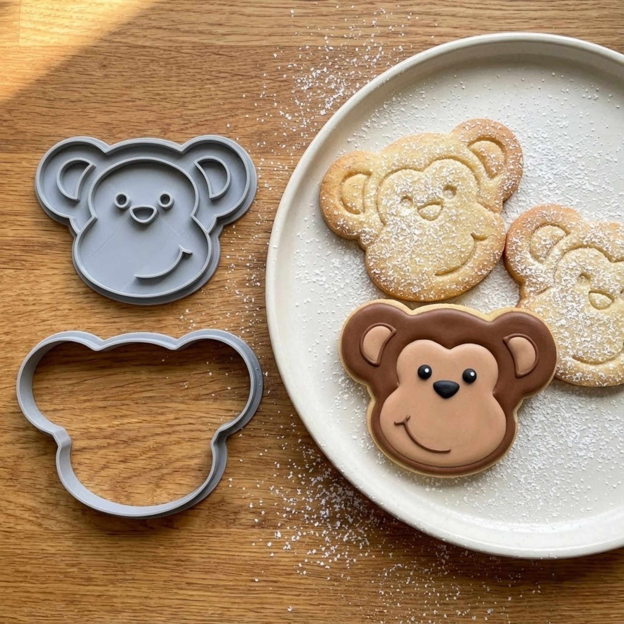 Cheerful Monkey Cookie Cutter & Stamp Set | Food-Grade PLA