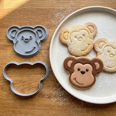 Cheerful Monkey Cookie Cutter & Stamp Set | Food-Grade PLA