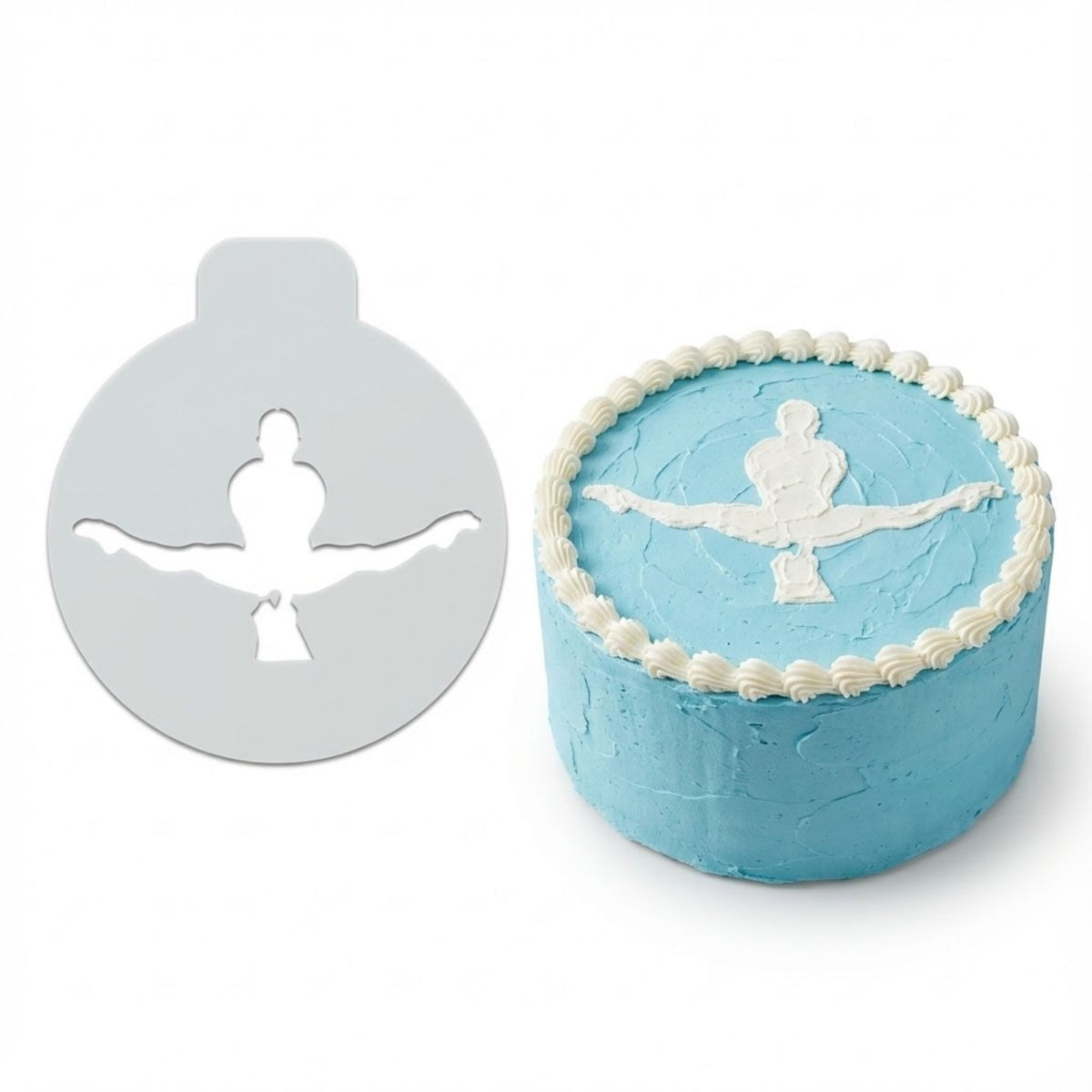 Gymnast Performance | Round Cake Top Stencil – Reusable Cake Decorating Stencil