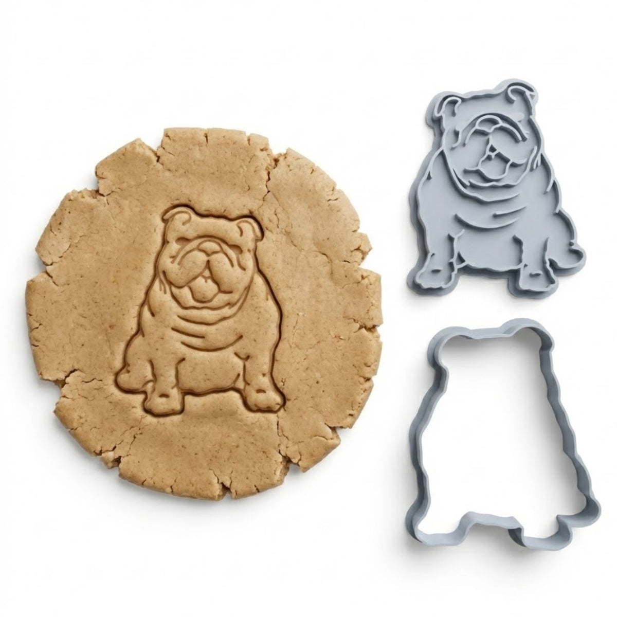 Bulldog Cookie Cutter & Stamp Set | Food-Grade PLA