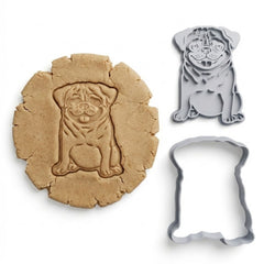 Happy Pug Cookie Cutter & Stamp Set | Food-Grade PLA