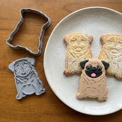 Happy Pug Cookie Cutter & Stamp Set | Food-Grade PLA